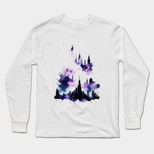 Abstract Watercolor Cosmic City Long Sleeve T-Shirt